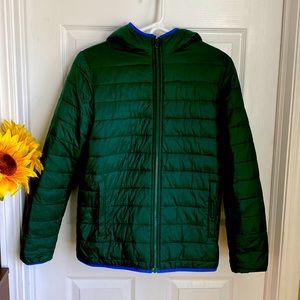 Lands End Boys Green Fleece-lined Jacket